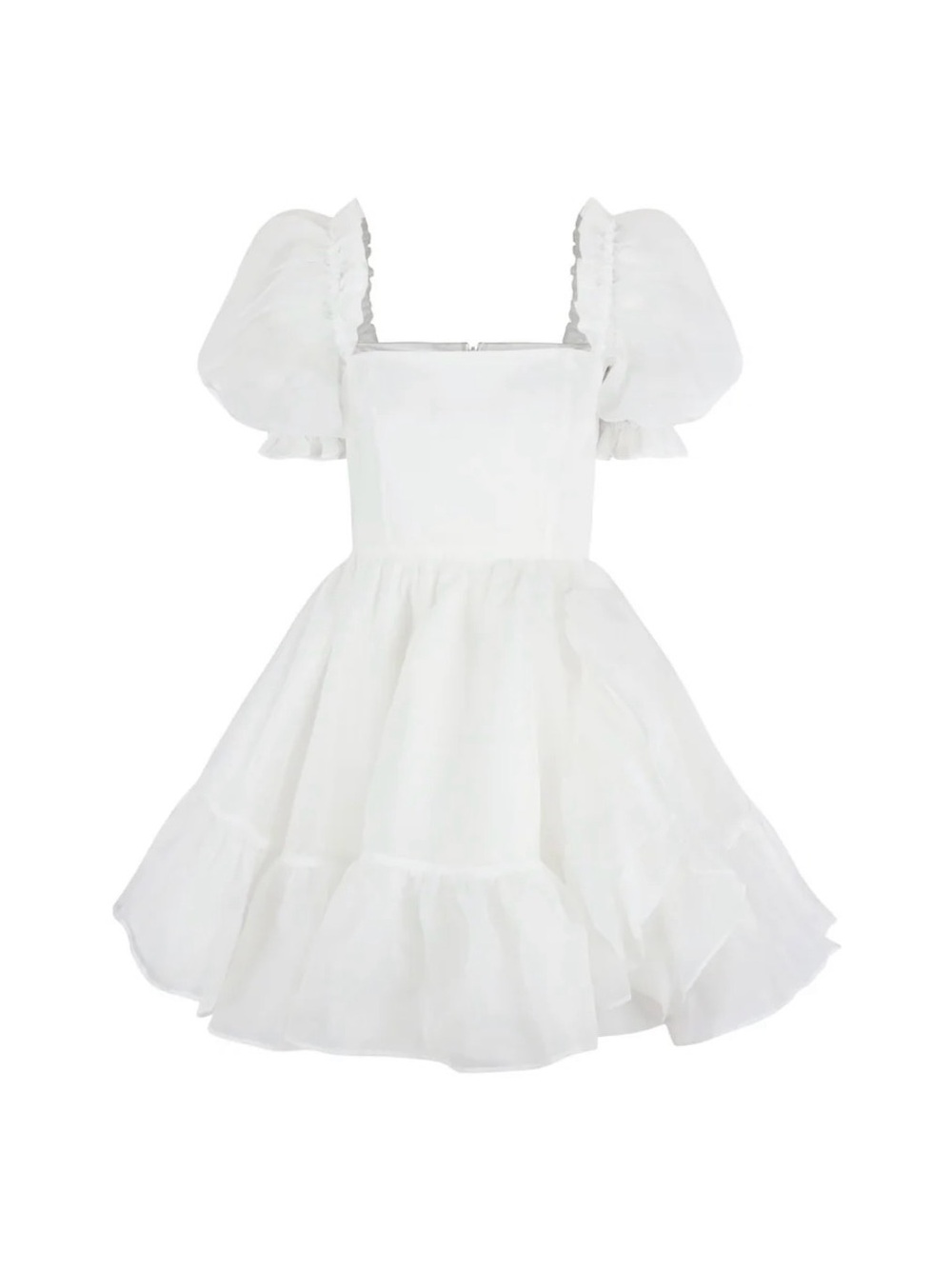 Selkie The Ivory Martini Dress Puff Sleeve Mini Organza Ruffle NEW Size Large